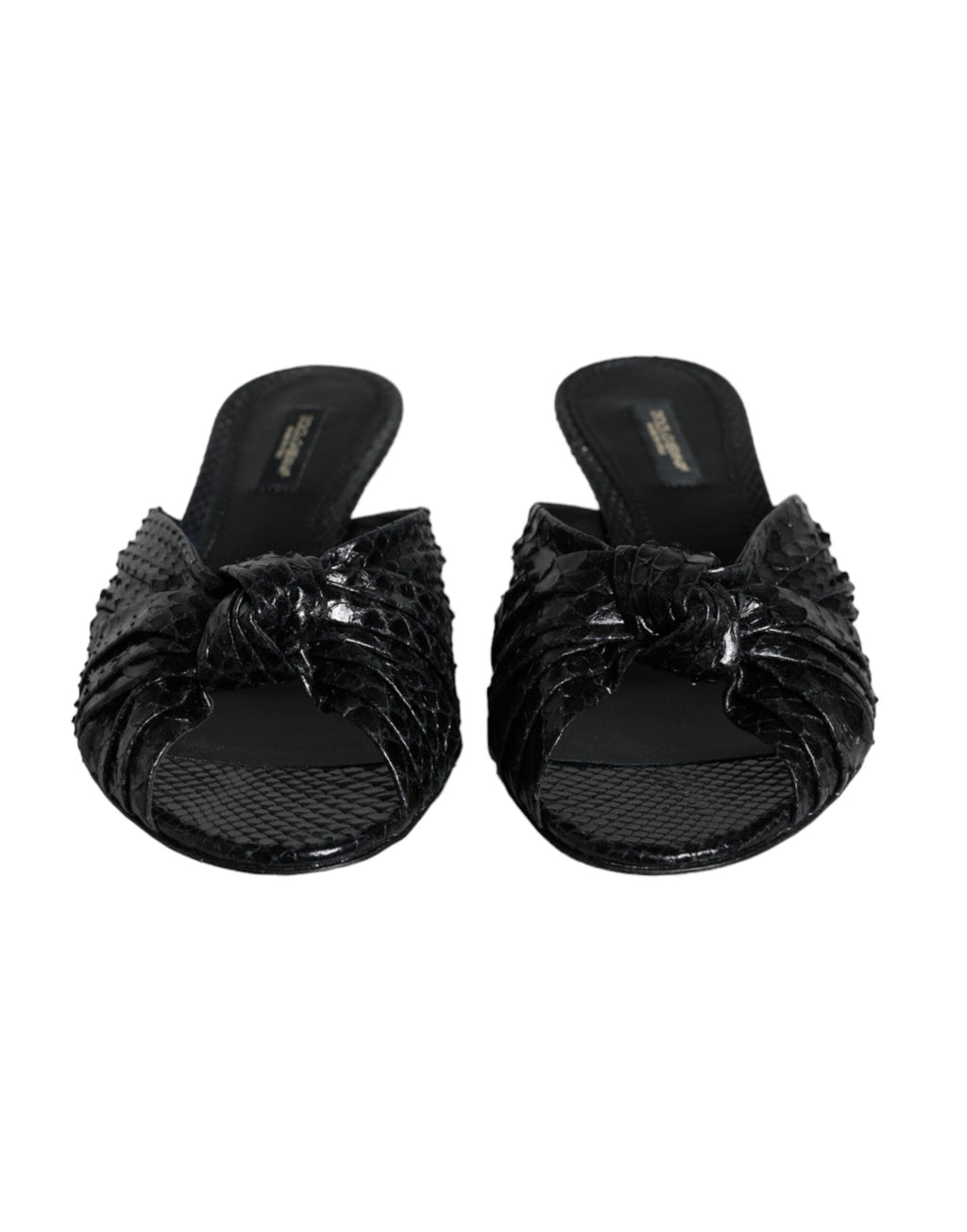 Dolce & Gabbana Black Leather Heels Sandals Shoes