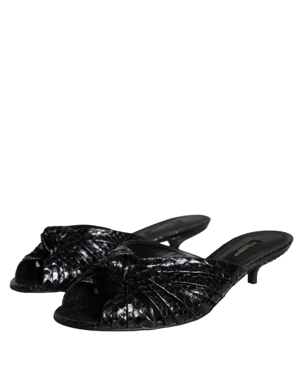 Dolce & Gabbana Black Leather Heels Sandals Shoes