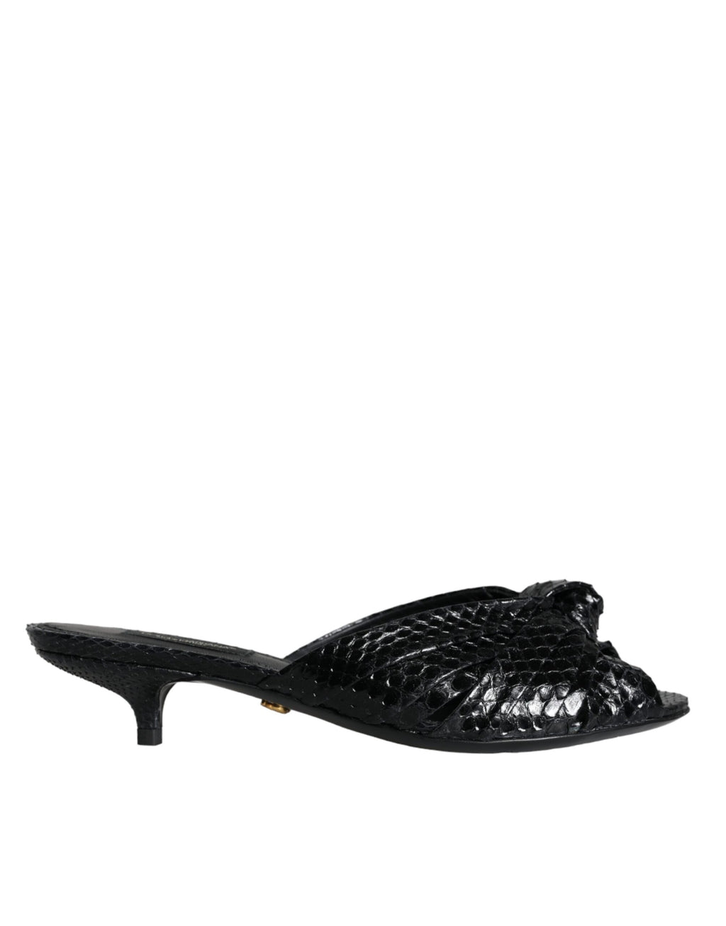 Dolce & Gabbana Black Leather Heels Sandals Shoes