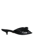 Dolce & Gabbana Black Leather Heels Sandals Shoes