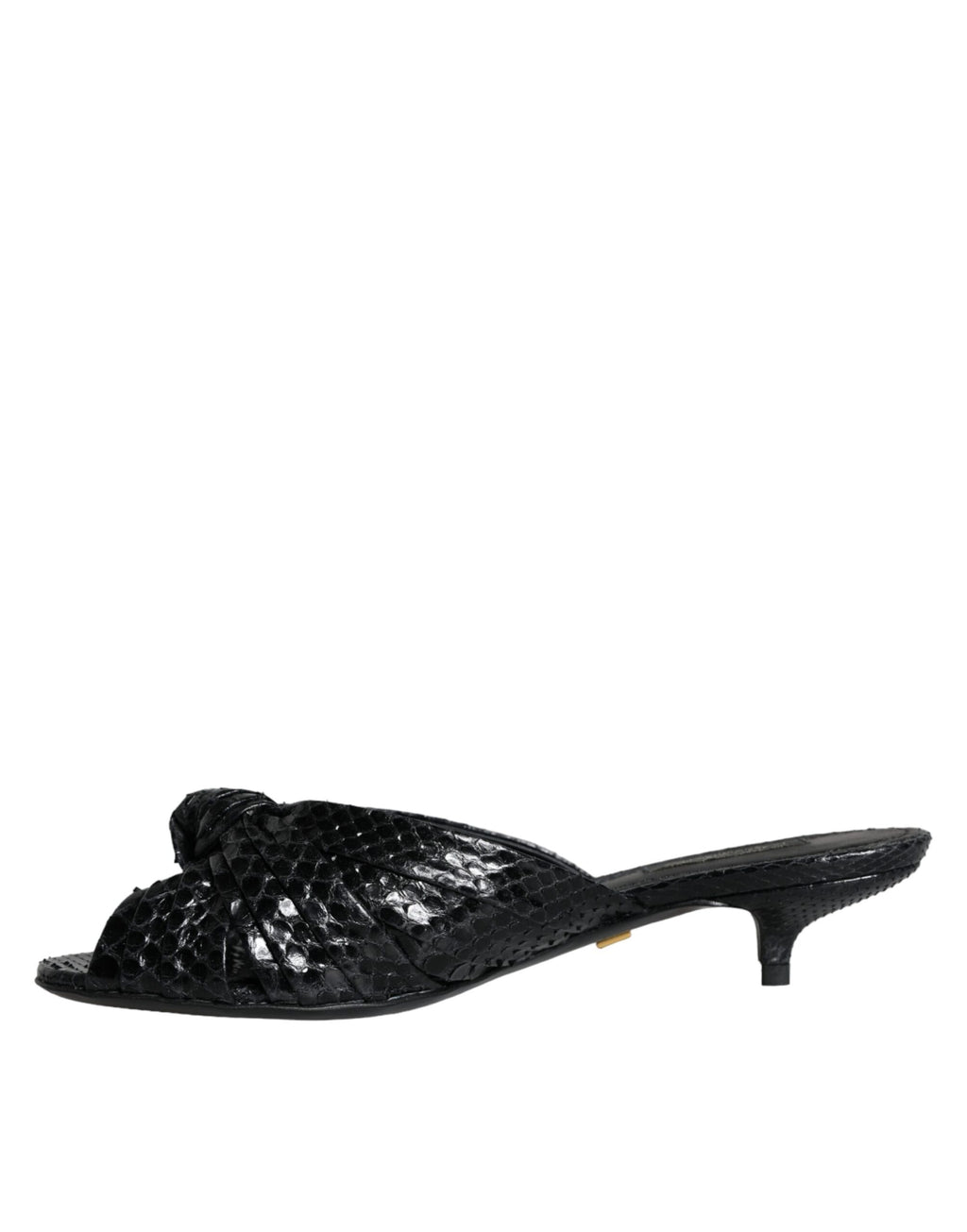 Dolce & Gabbana Black Leather Heels Sandals Shoes