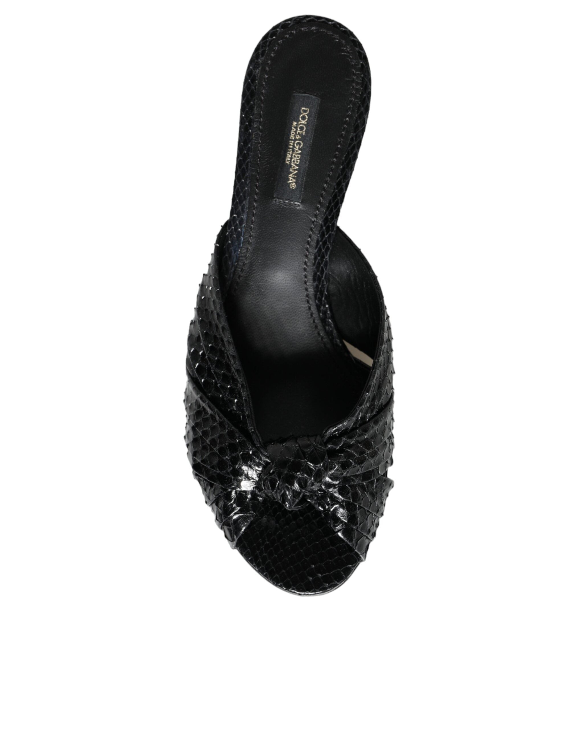 Dolce & Gabbana Black Leather Heels Sandals Shoes