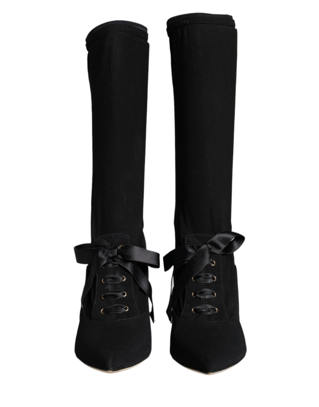 Dolce & Gabbana Black Stiletto Heel Mid-Calf Boots Shoes