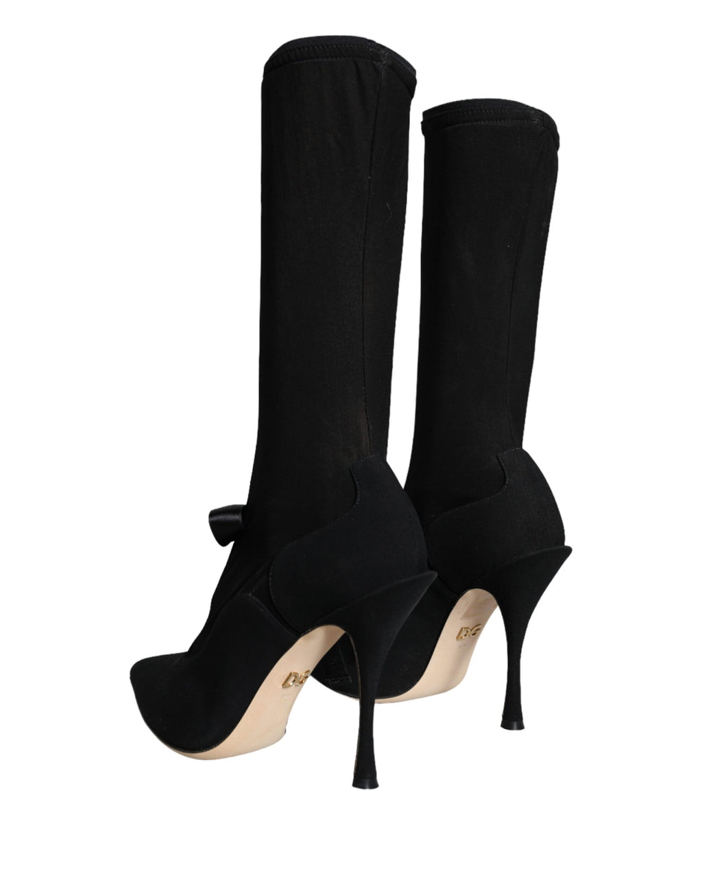 Dolce & Gabbana Black Stiletto Heel Mid-Calf Boots Shoes