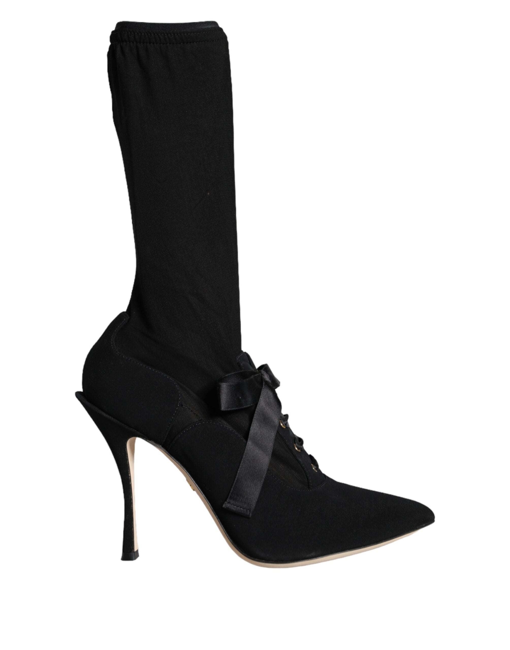 Dolce & Gabbana Black Stiletto Heel Mid-Calf Boots Shoes