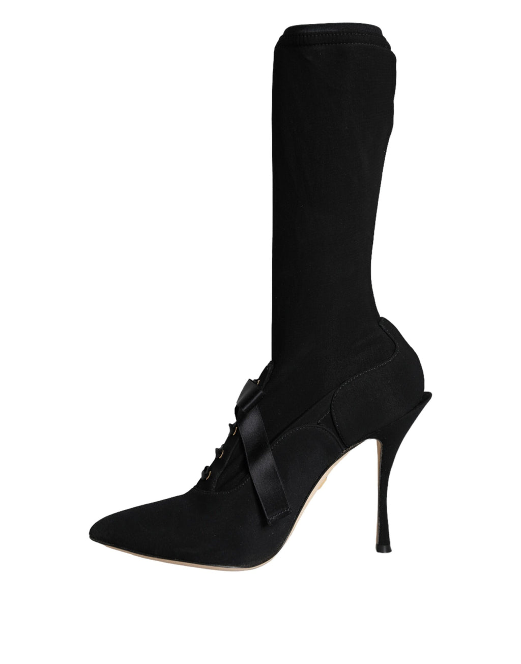 Dolce & Gabbana Black Stiletto Heel Mid-Calf Boots Shoes