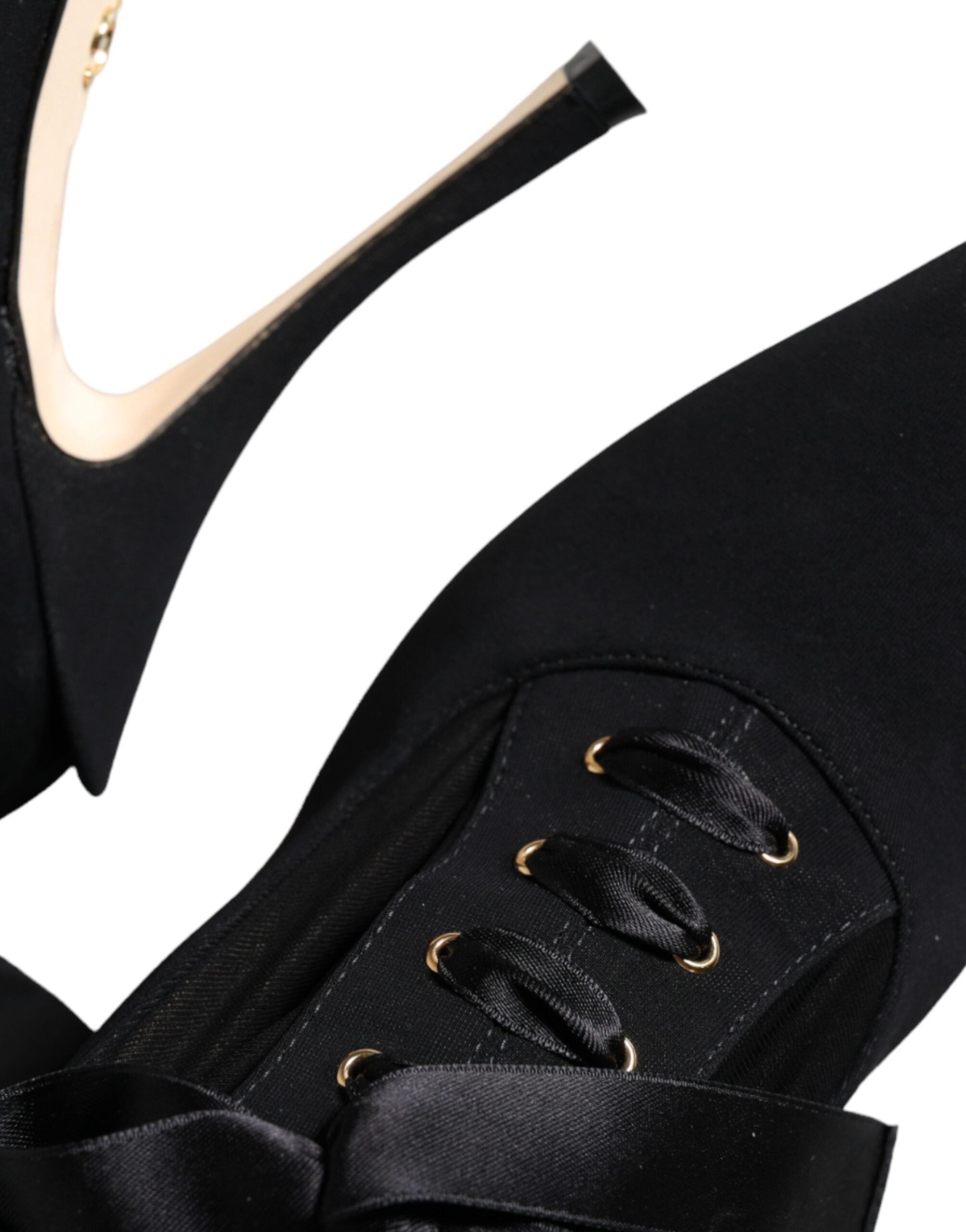 Dolce & Gabbana Black Stiletto Heel Mid-Calf Boots Shoes