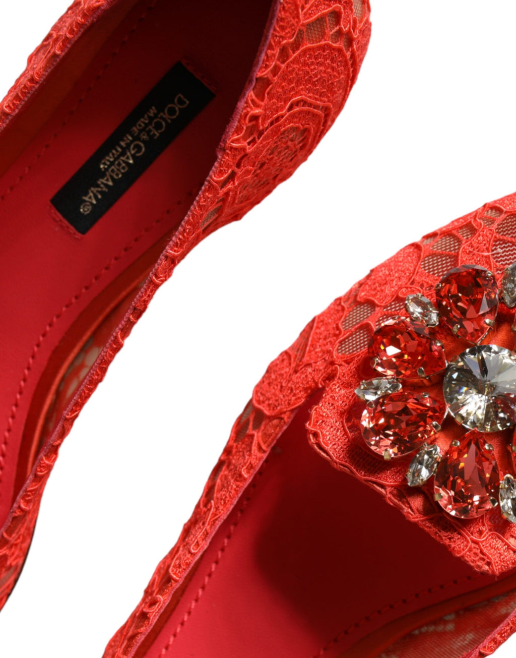 Dolce & Gabbana Koralle Spitze Kristall Ballett Flats Loafers Schuhe