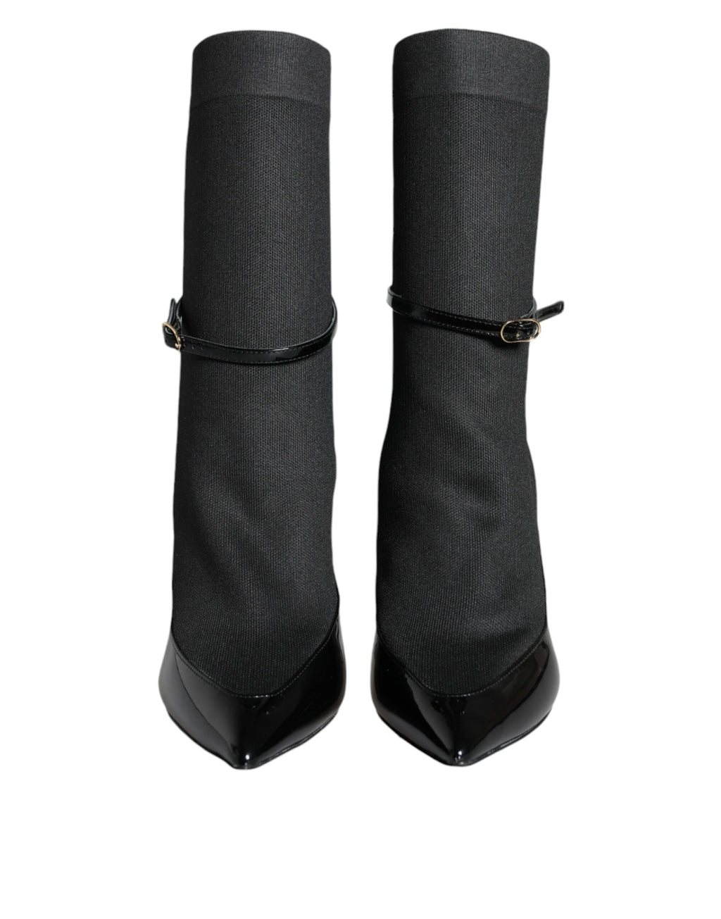 Dolce & Gabbana Black Leather Stiletto Booties Sock Shoes