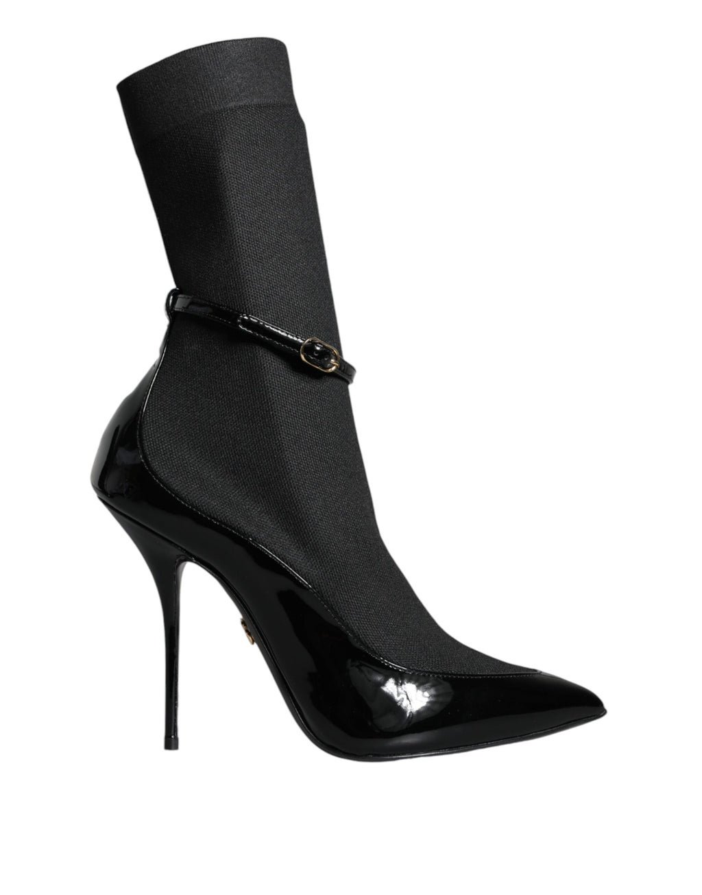 Dolce & Gabbana Black Leather Stiletto Booties Sock Shoes