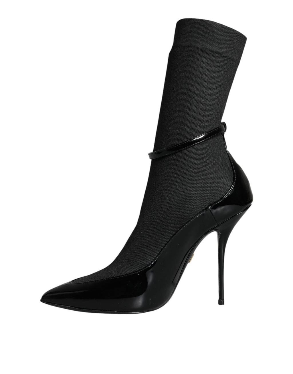 Dolce & Gabbana Black Leather Stiletto Booties Sock Shoes