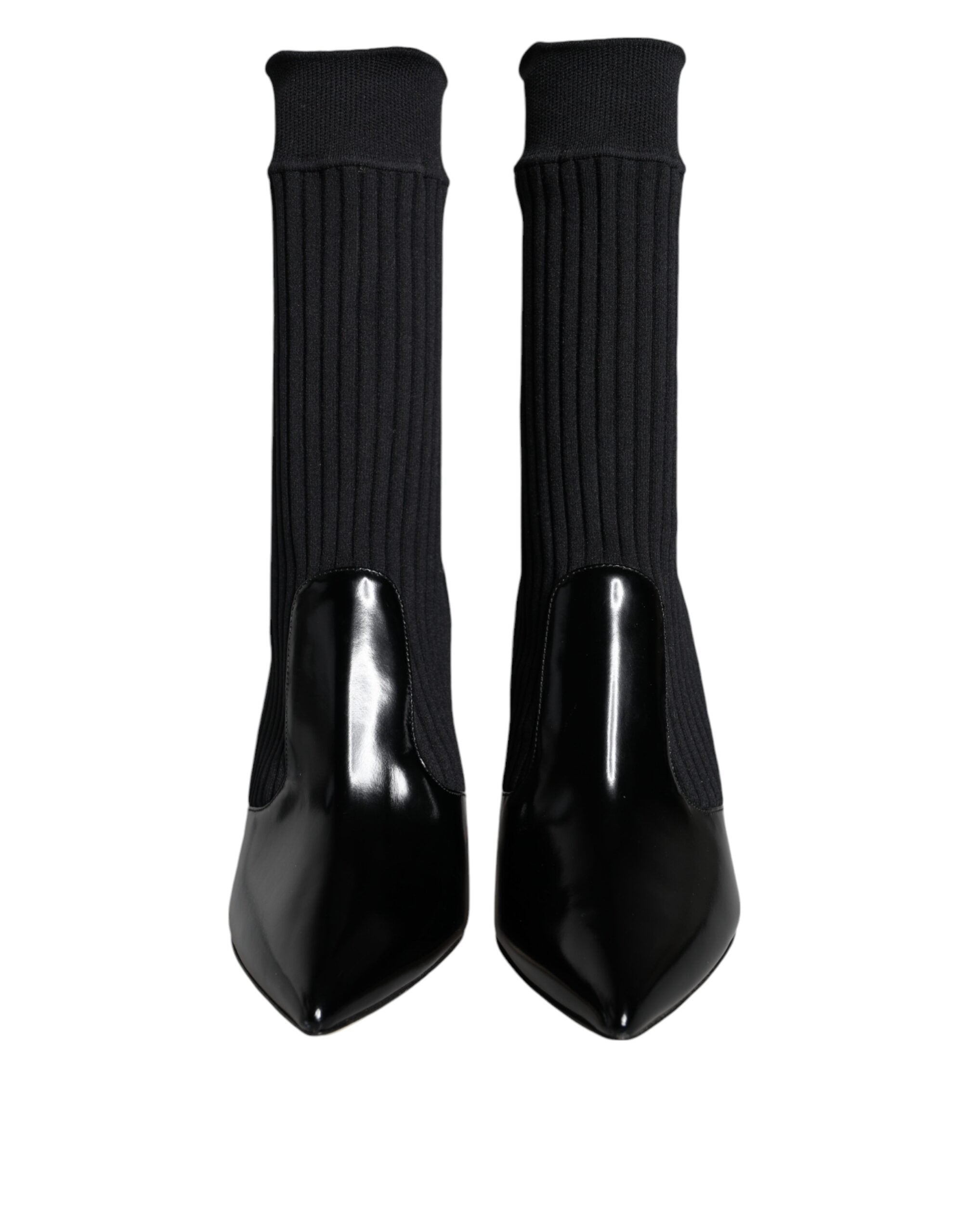 Dolce & Gabbana Black Stretch Stiletto Booties Sock Shoes