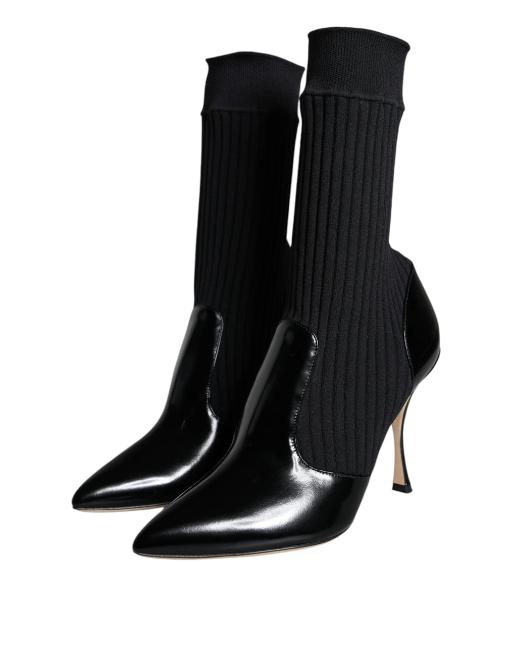Dolce & Gabbana Black Stretch Stiletto Booties Sock Shoes