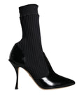 Dolce & Gabbana Black Stretch Stiletto Booties Sock Shoes