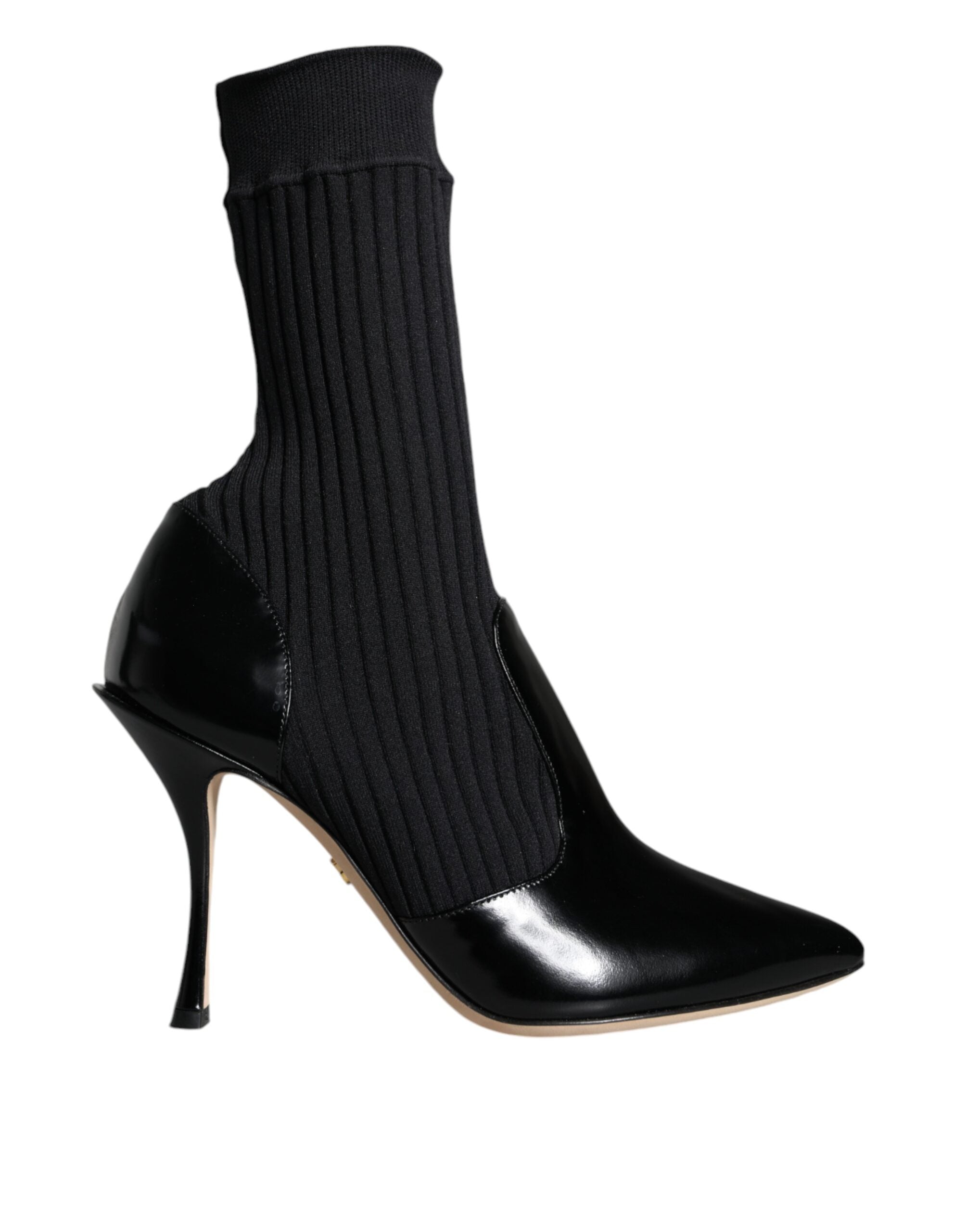 Dolce & Gabbana Black Stretch Stiletto Booties Sock Shoes