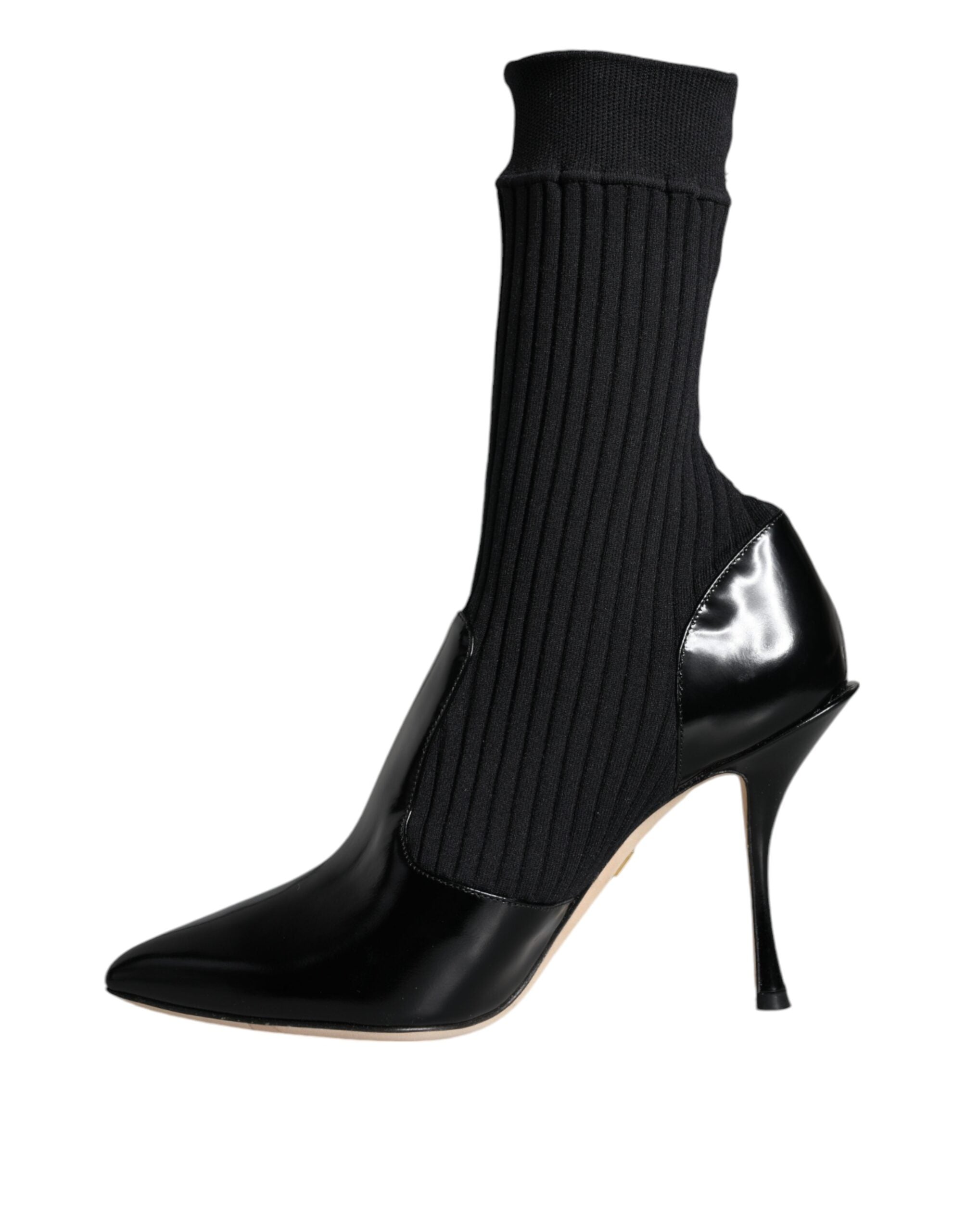 Dolce & Gabbana Black Stretch Stiletto Booties Sock Shoes