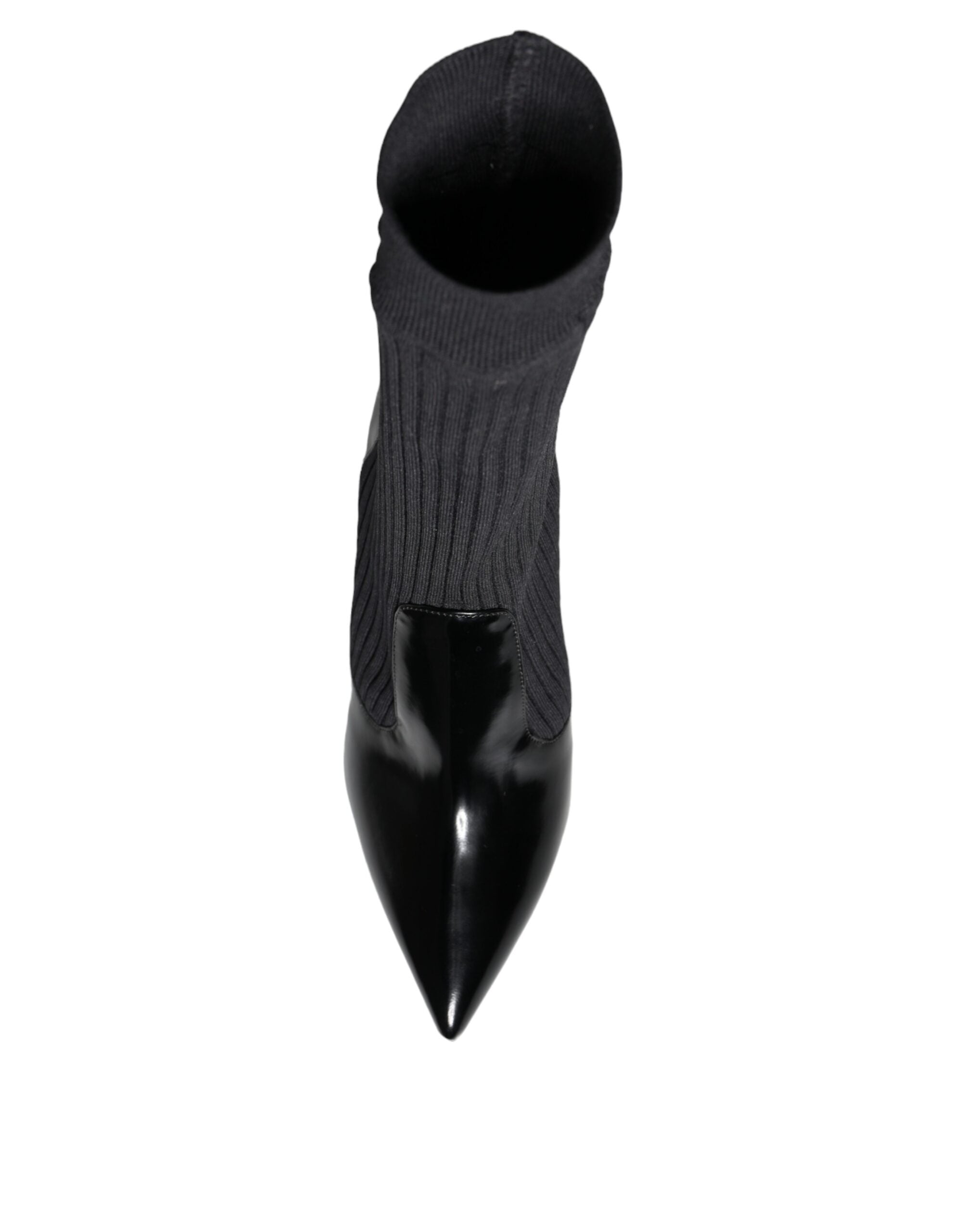 Dolce & Gabbana Black Stretch Stiletto Booties Sock Shoes