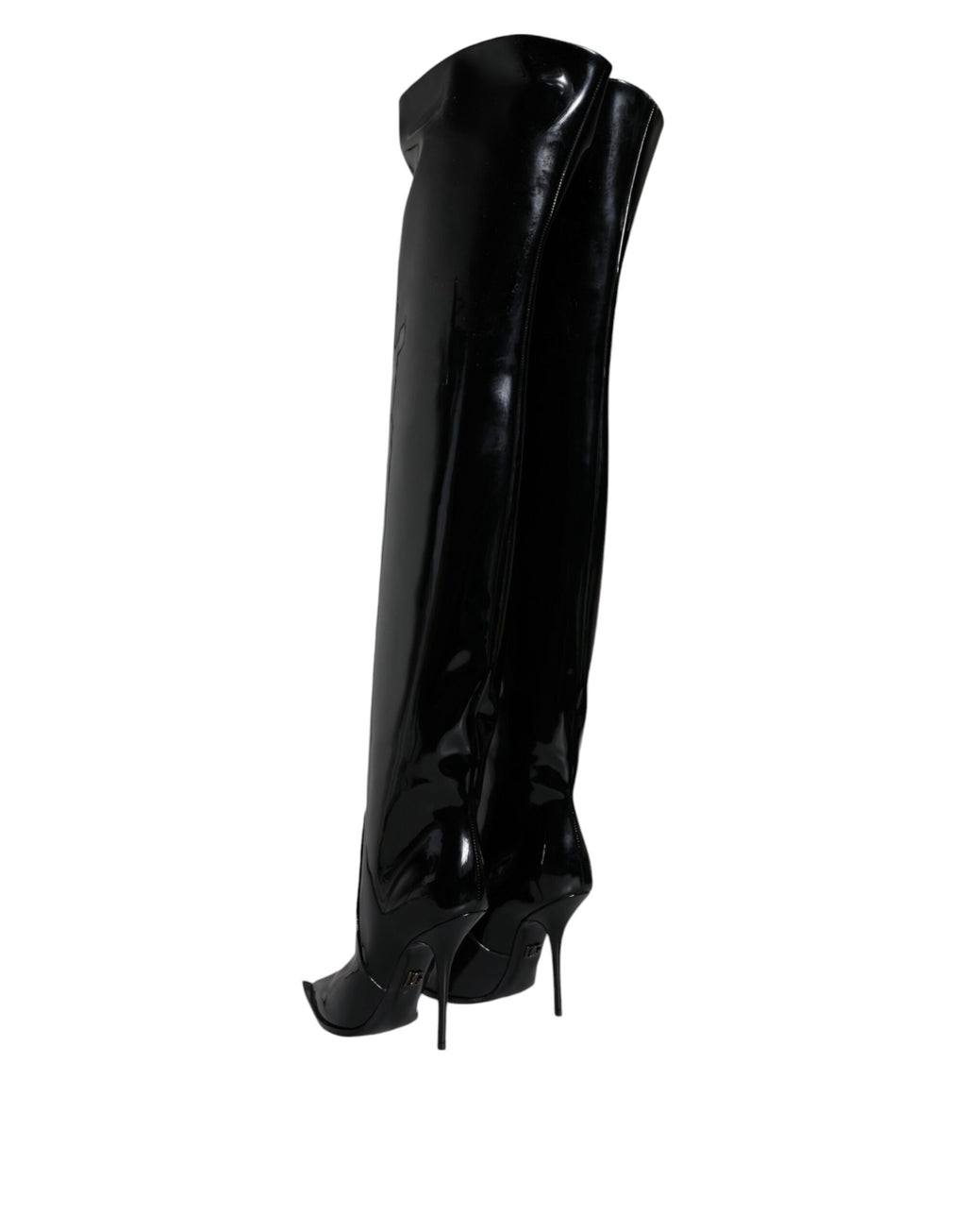 Dolce & Gabbana Black Patent Leather Knee-High Boots Shoes
