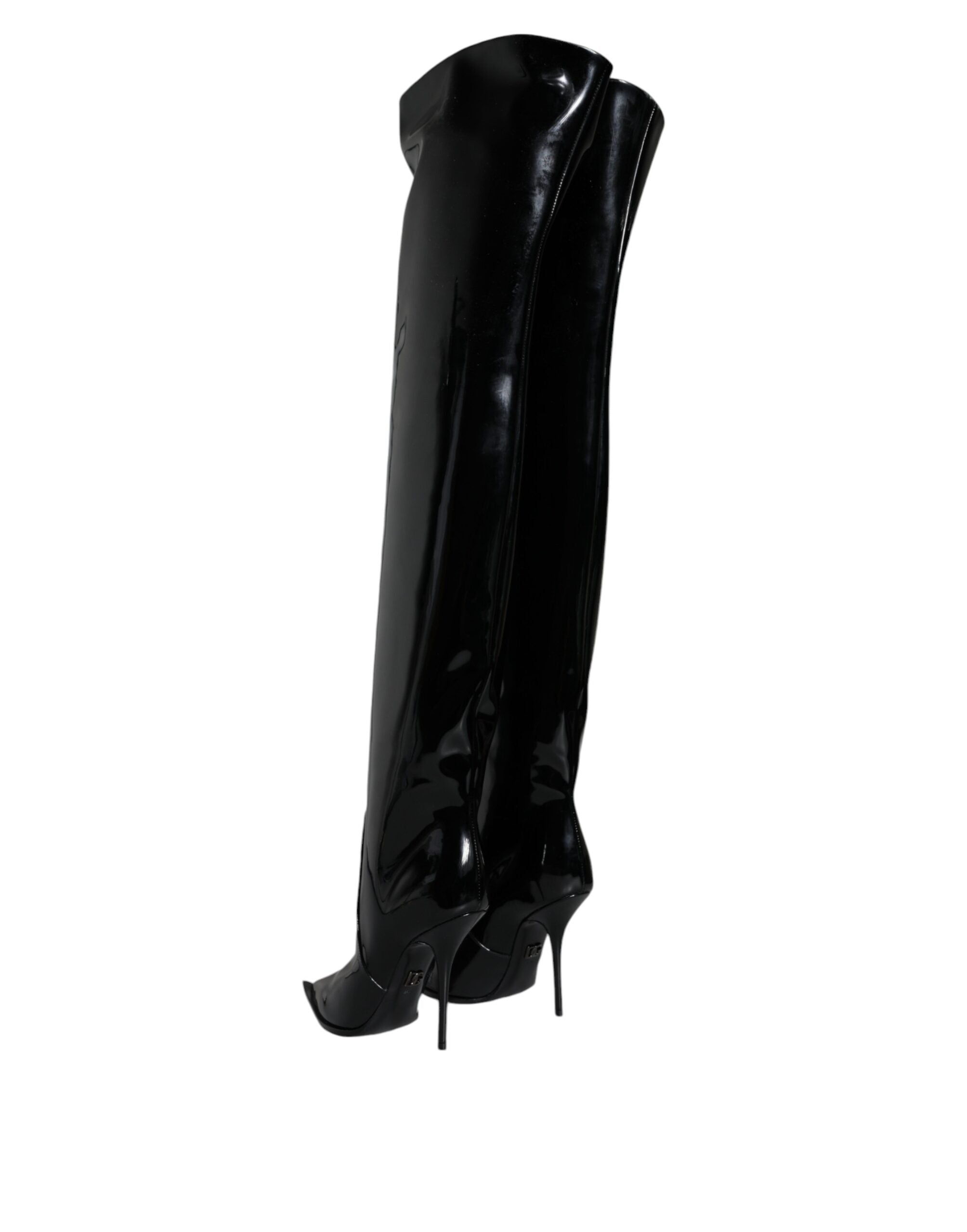 Dolce & Gabbana Black Patent Leather Knee-High Boots Shoes