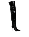 Dolce & Gabbana Black Patent Leather Knee-High Boots Shoes