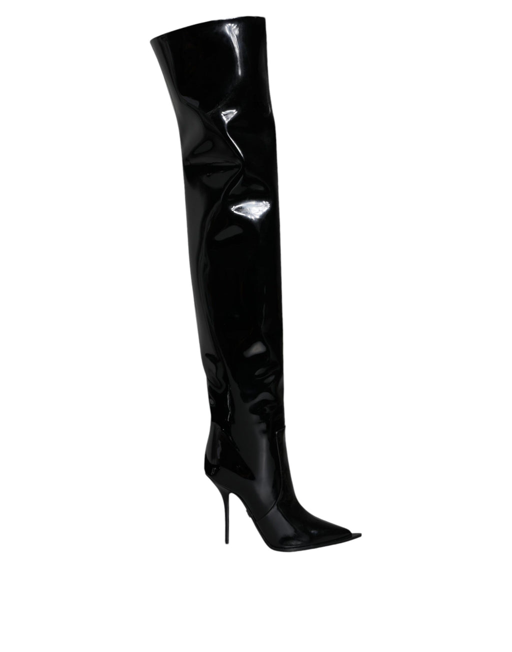 Dolce & Gabbana Black Patent Leather Knee-High Boots Shoes