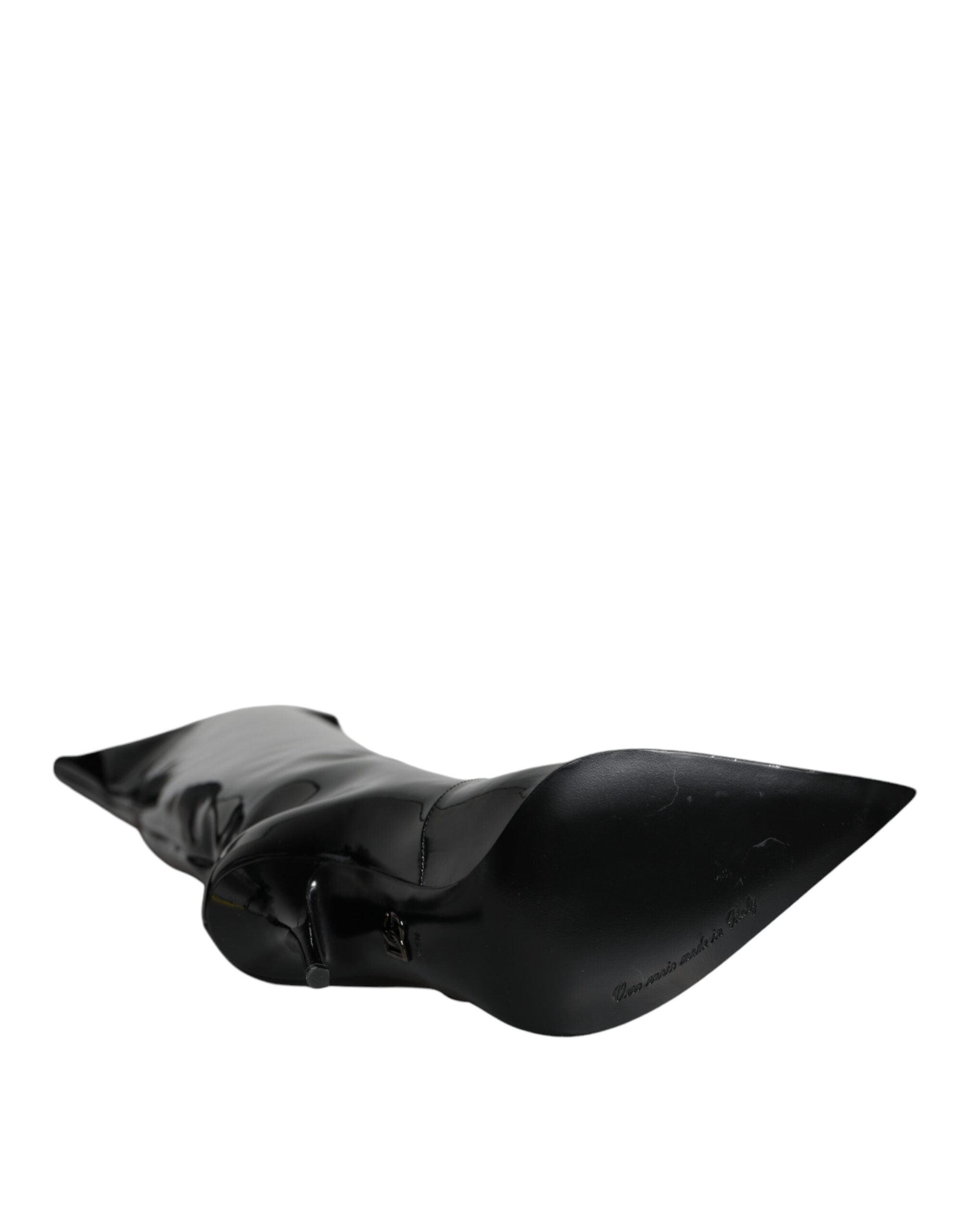 Dolce & Gabbana Black Patent Leather Knee-High Boots Shoes