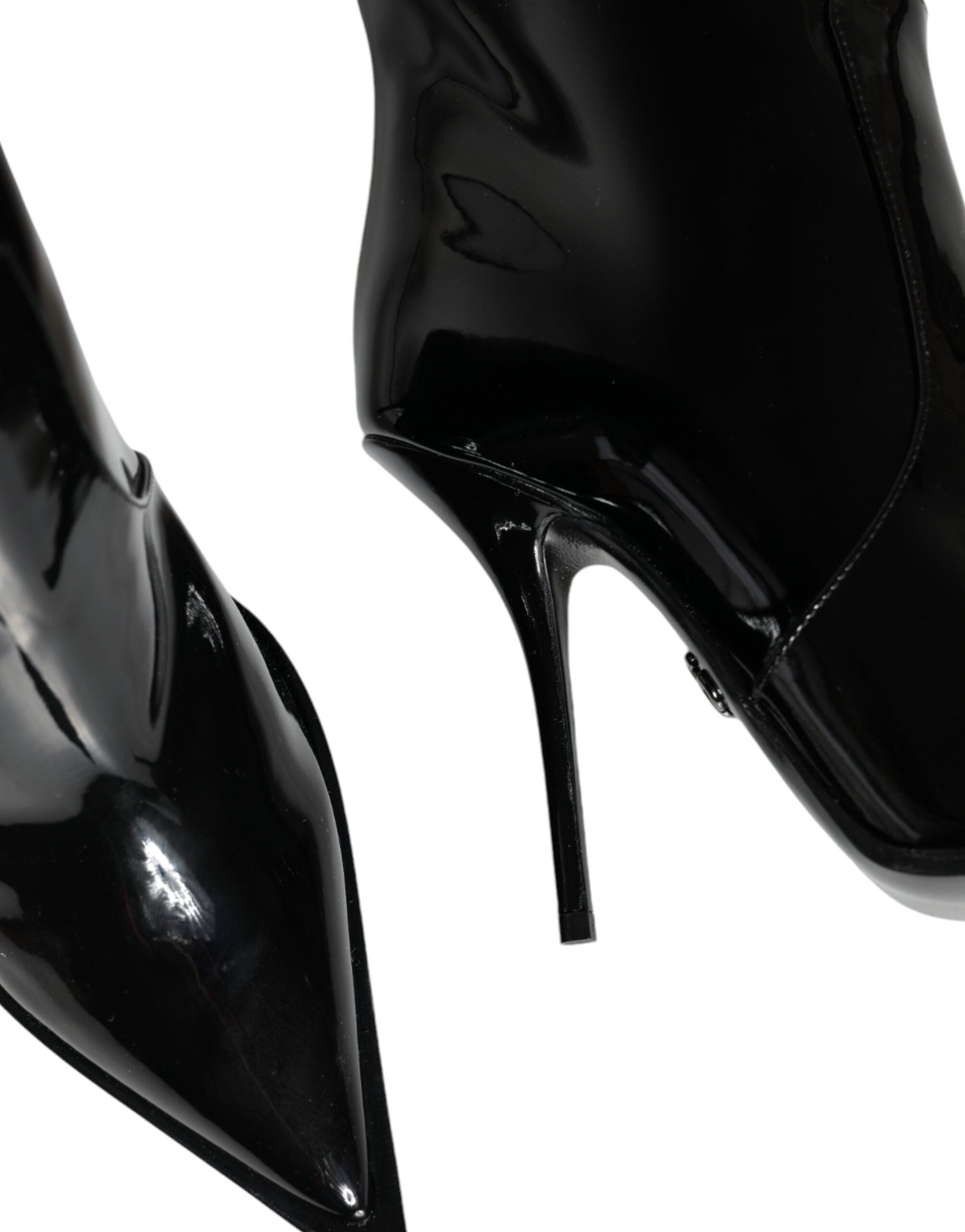 Dolce & Gabbana Black Patent Leather Knee-High Boots Shoes