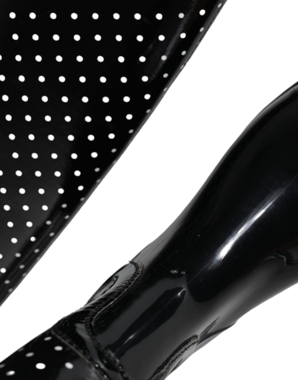 Dolce & Gabbana Black Polka Dot Knee-High Rain Boots Shoes