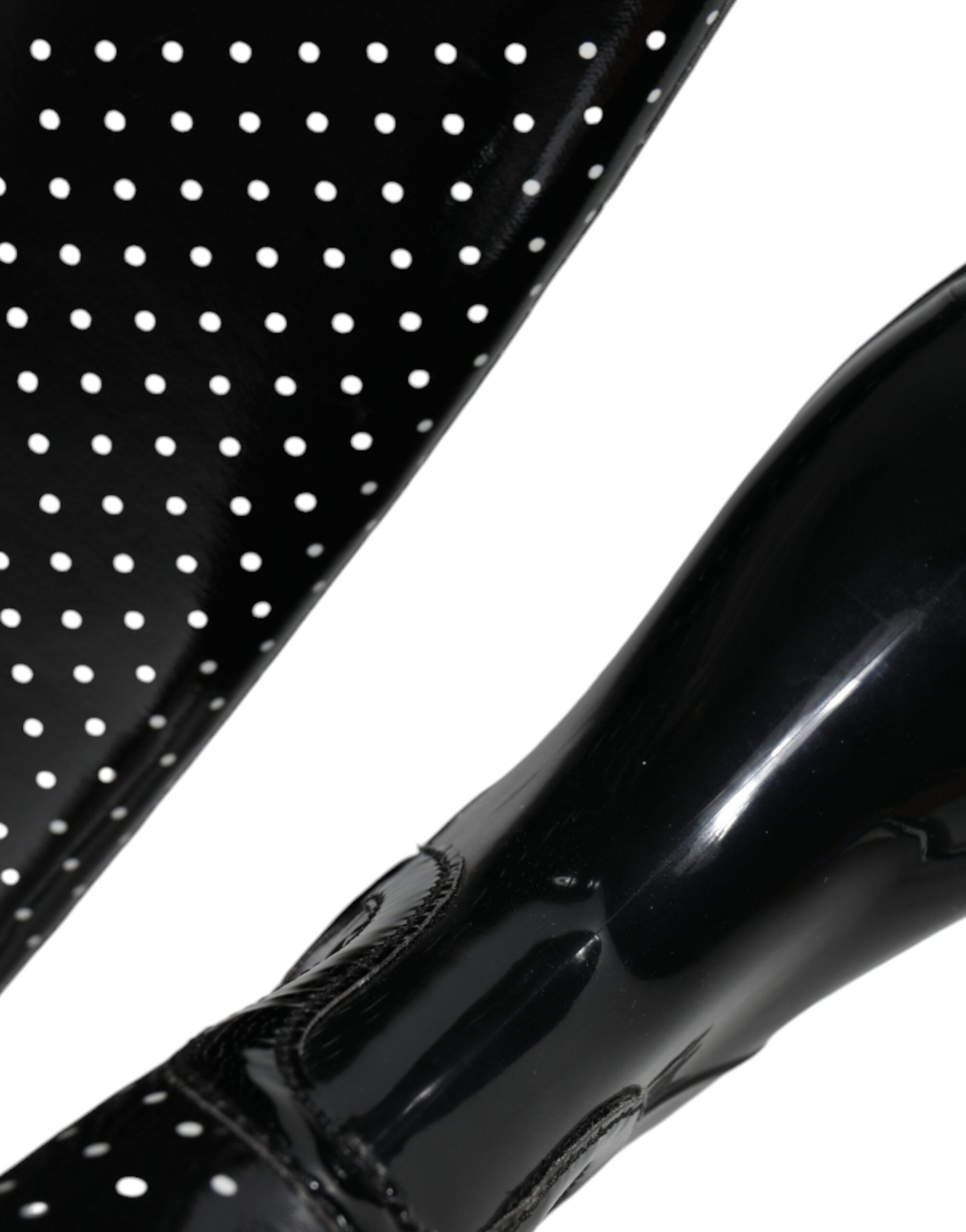 Dolce & Gabbana Black Polka Dot Knee-High Rain Boots Shoes