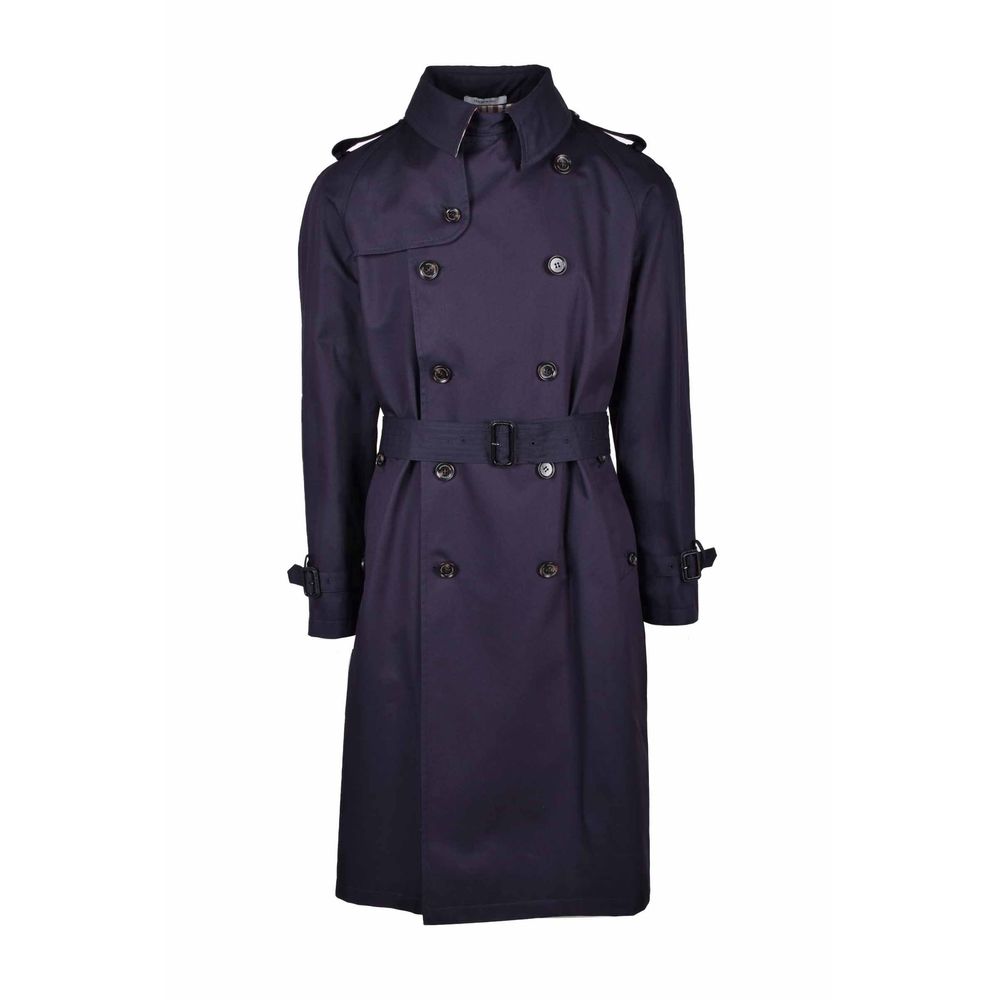 Aquascutum Men's Blue Cotton Trench Coat