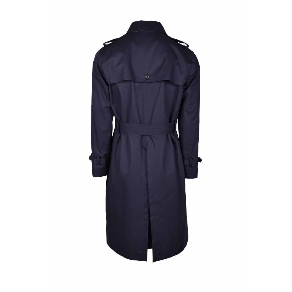 Aquascutum Men's Blue Cotton Trench Coat