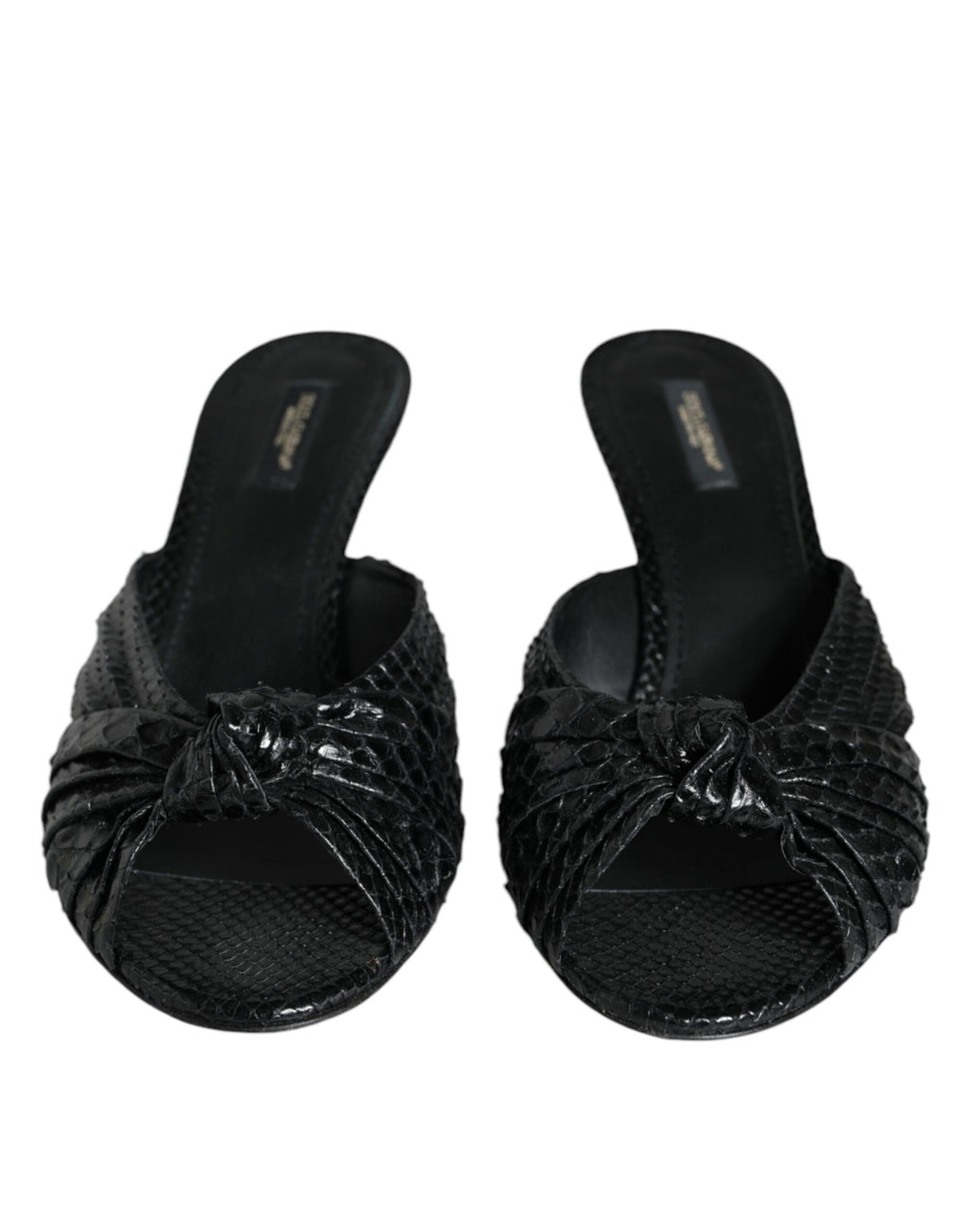 Dolce & Gabbana Black Leather Heels Sandals Shoes