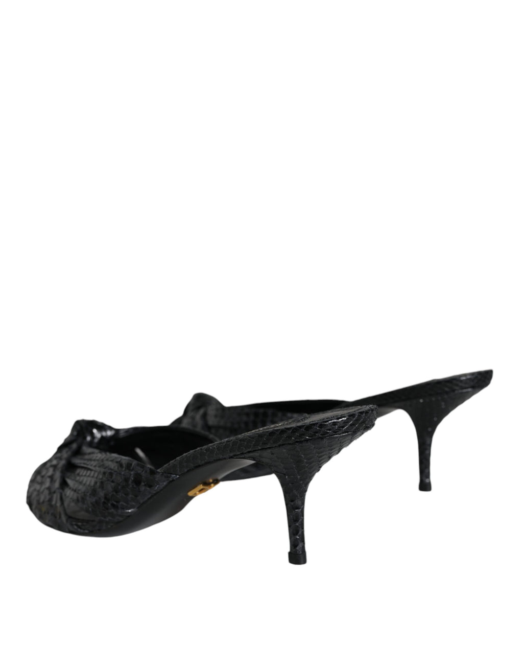 Dolce & Gabbana Black Leather Heels Sandals Shoes