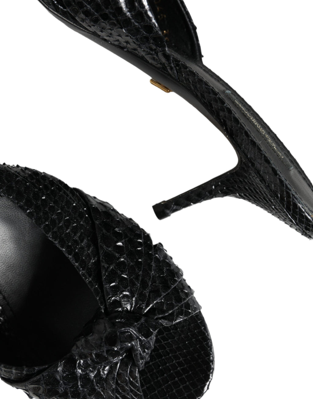 Dolce & Gabbana Black Leather Heels Sandals Shoes
