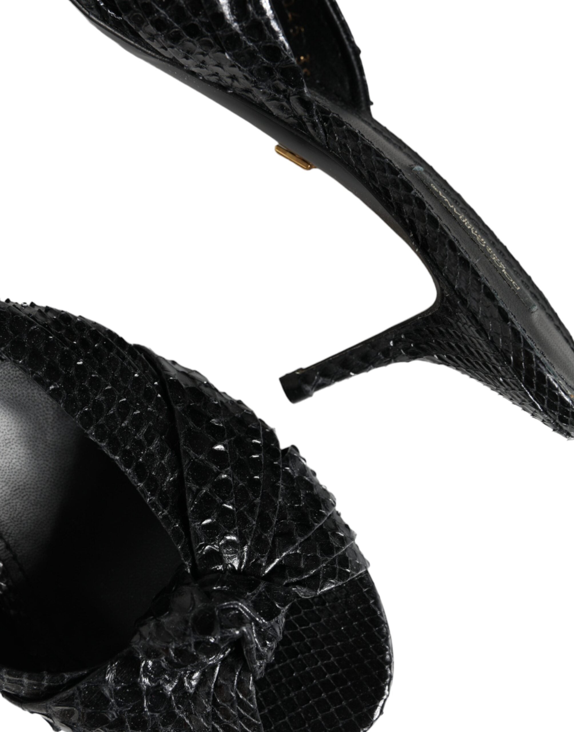 Dolce & Gabbana Black Leather Heels Sandals Shoes
