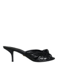 Dolce & Gabbana Black Leather Heels Sandals Shoes