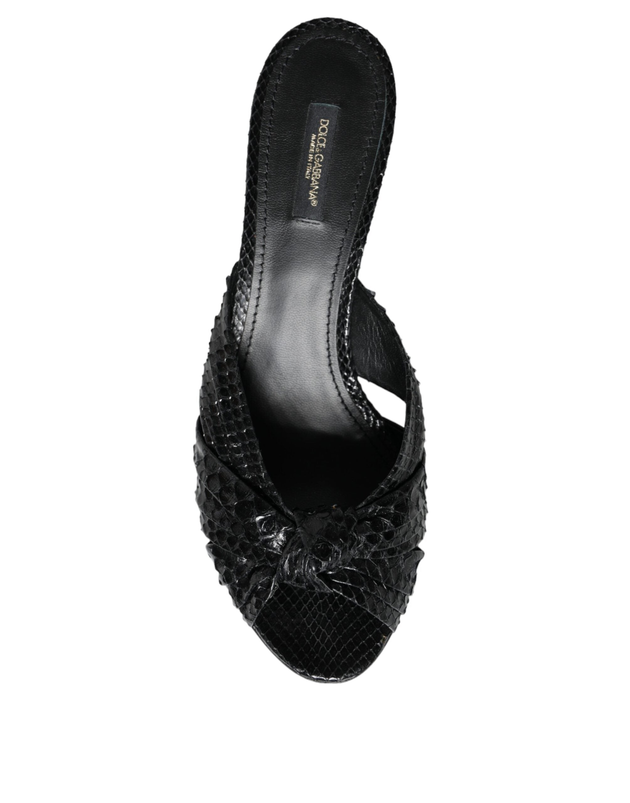 Dolce & Gabbana Black Leather Heels Sandals Shoes