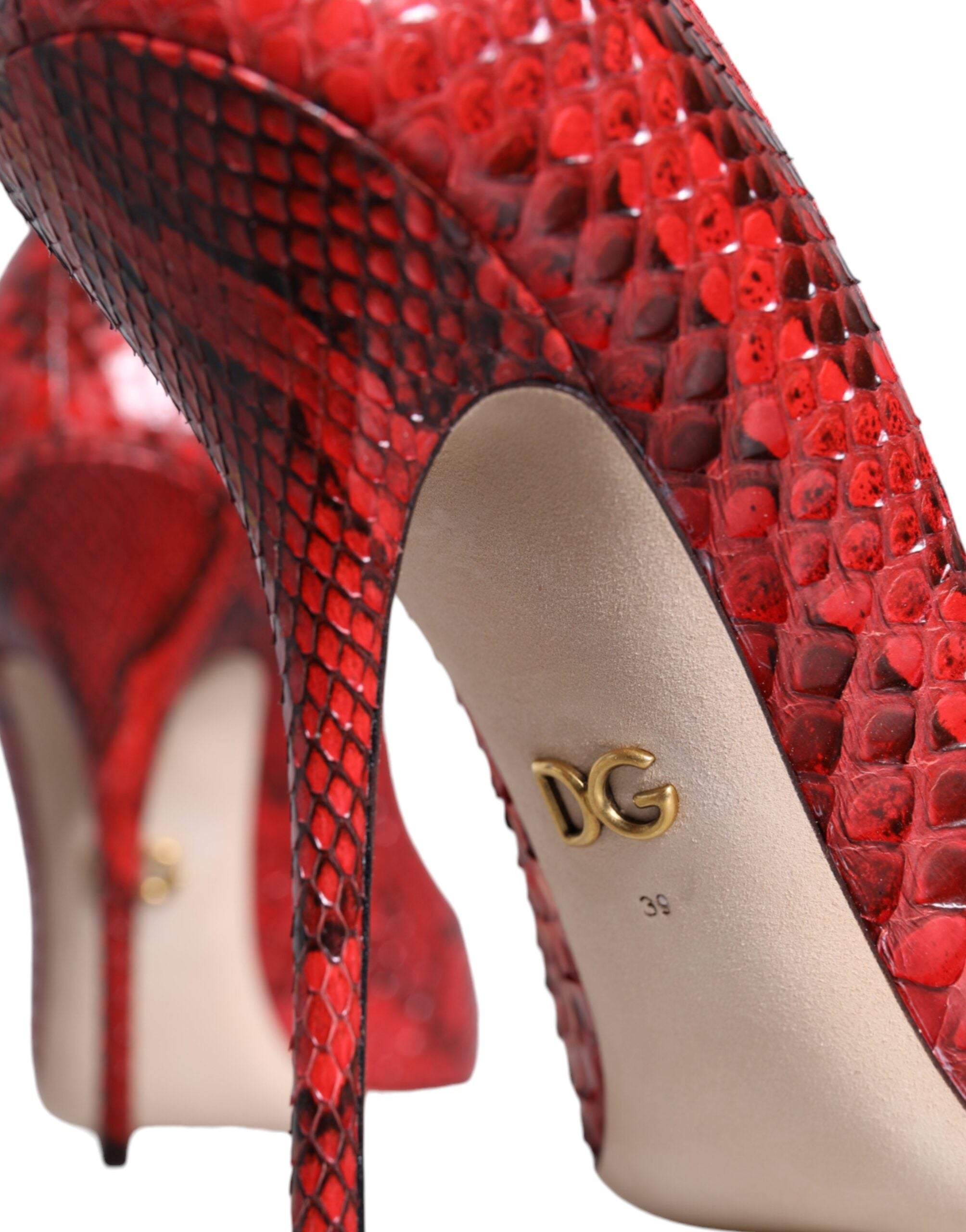 Dolce & Gabbana Red Leather Stiletto High Heel Pumps Shoes
