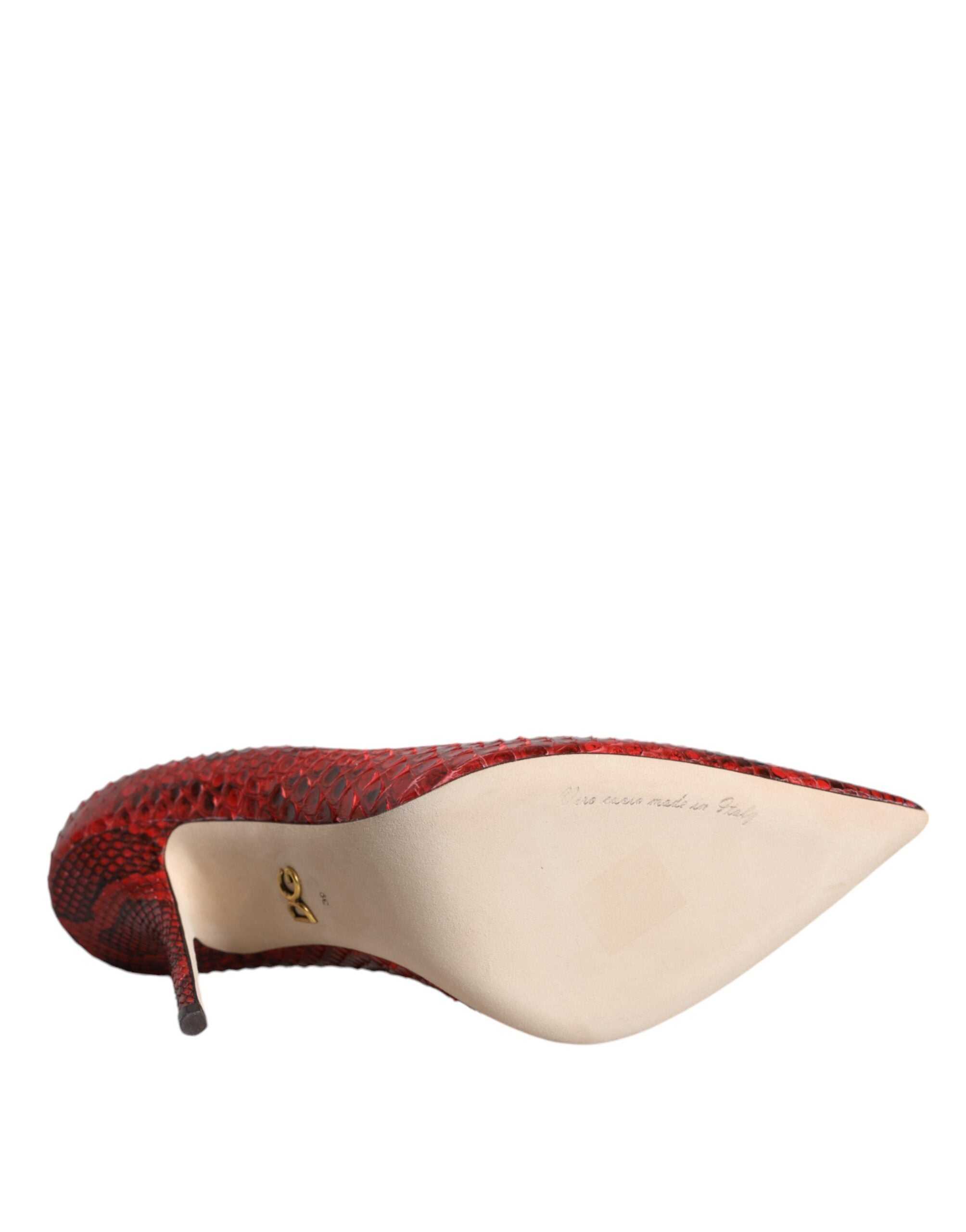 Dolce & Gabbana Red Leather Stiletto High Heel Pumps Shoes