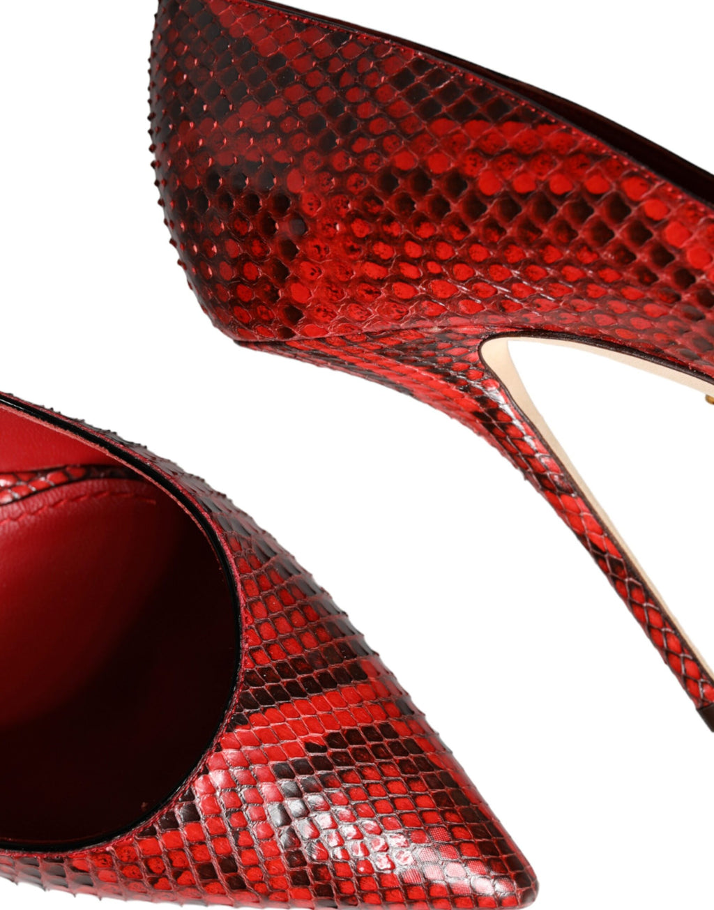 Dolce & Gabbana Red Leather Stiletto High Heel Pumps Shoes