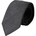 Dolce & Gabbana Dark Grey Plaid Patterned Silk Tie for Men, Adjustable