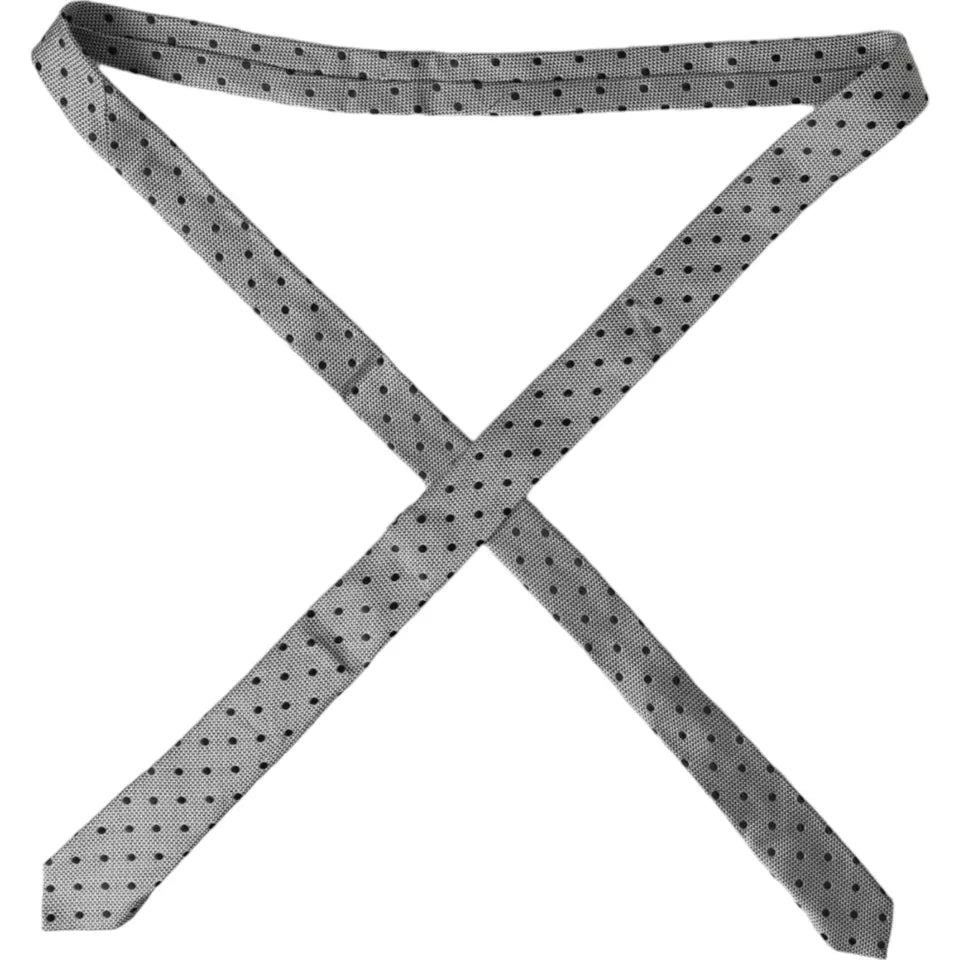 Dolce & Gabbana Black and White Polka Dot Fantasy Silk Tie for Men, Adjustable