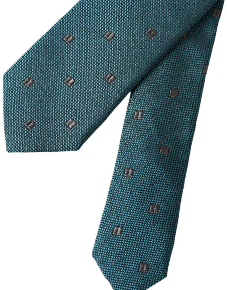 Dolce & Gabbana Green Patterned Adjustable Men's Silk Tie