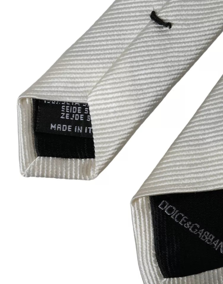 Dolce & Gabbana White Bow Tie in 100% Silk, Adjustable