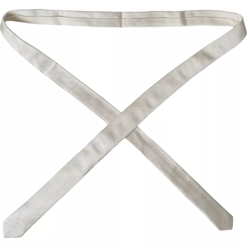 Dolce & Gabbana White Bow Tie in 100% Silk, Adjustable