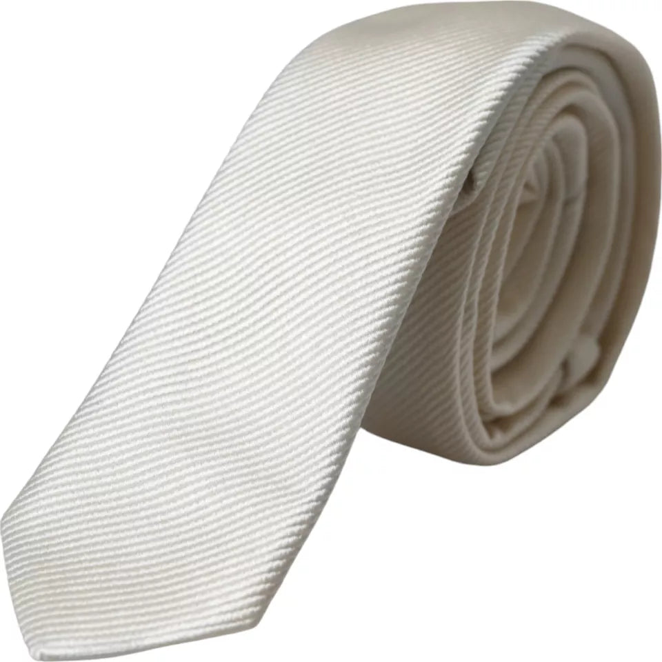 Dolce & Gabbana White Bow Tie in 100% Silk, Adjustable