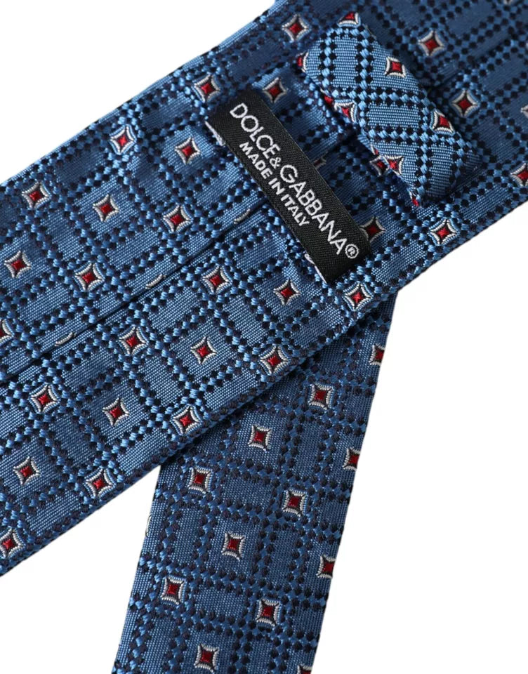 Dolce & Gabbana Blau gemustert 100% Seide Verstellbare Herrenkrawatte