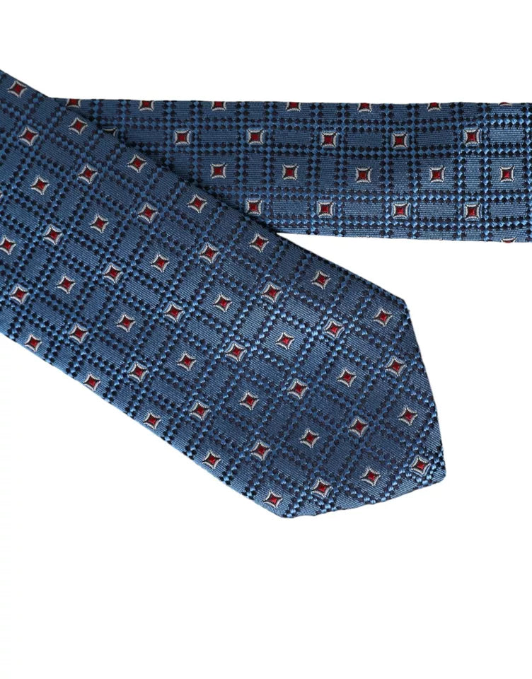 Dolce & Gabbana Blau gemustert 100% Seide Verstellbare Herrenkrawatte