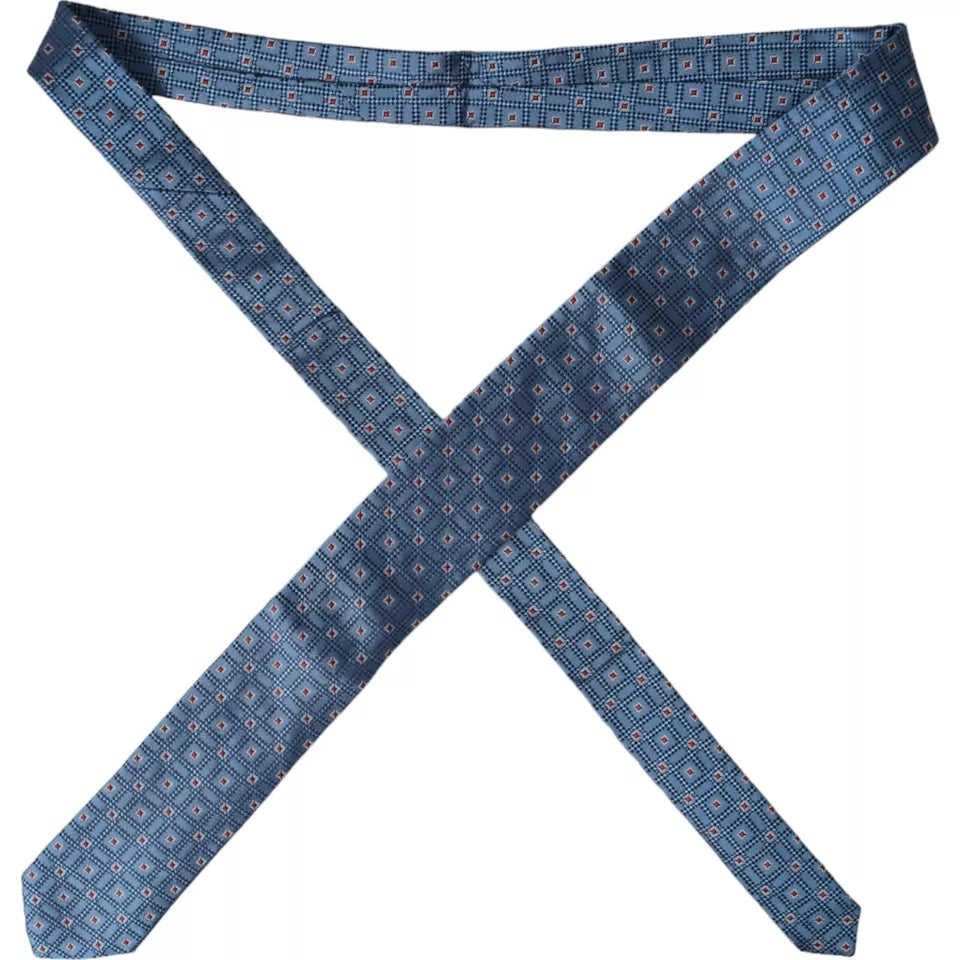 Dolce & Gabbana Blau gemustert 100% Seide Verstellbare Herrenkrawatte