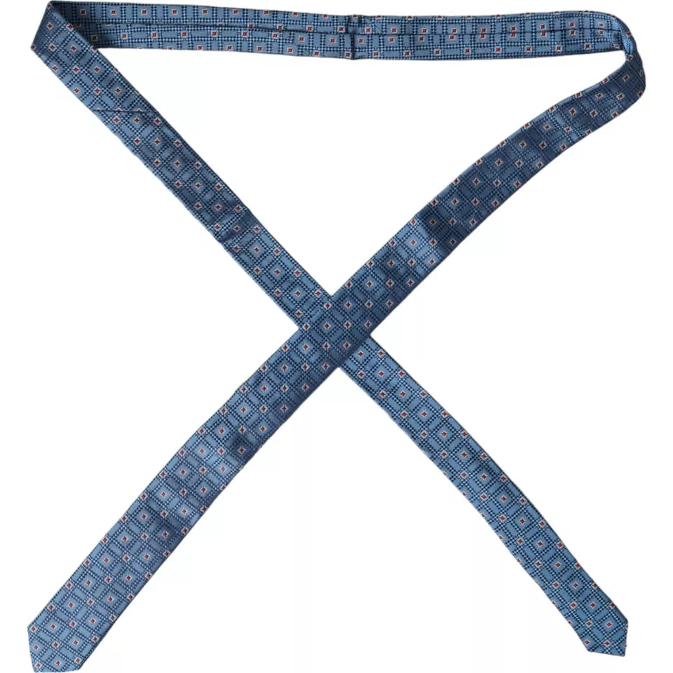 Dolce & Gabbana Blau gemustert 100% Seide Verstellbare Herrenkrawatte